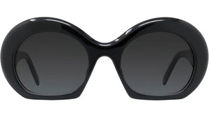 Curvy Black Round Sunglasses