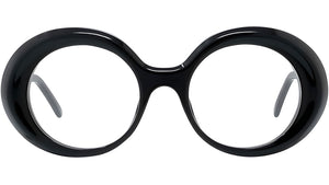 Curvy Black Round Eyeglasses