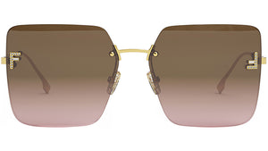 Fendi First Shiny Endura Gold Square Sunglasses