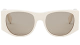 Baguette White Oval Sunglasses