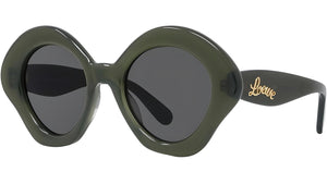 Curvy Green Geometric Sunglasses