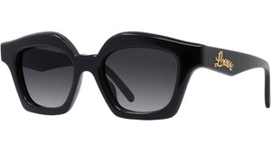 Curvy Black Geometric Sunglasses