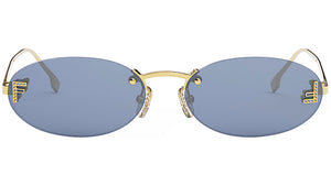 Fendi First Crystal Gold Oval Sunglasses